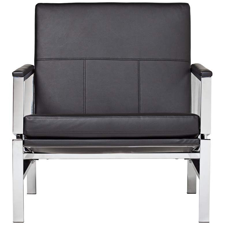 Image 1 Atlas Black Blended Leather Chrome Steel Accent Chair