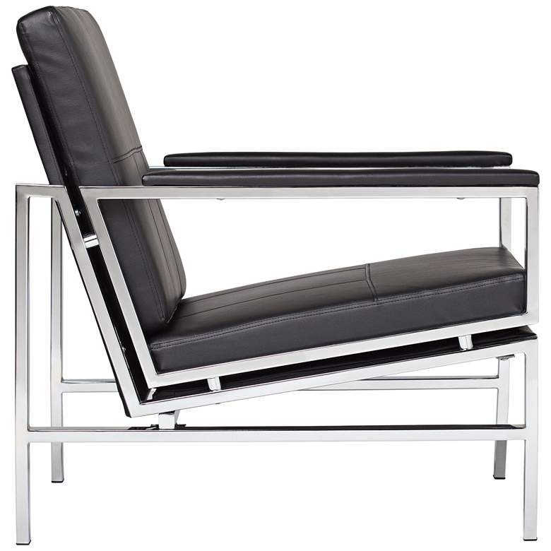 Image 3 Atlas Black Blended Leather Chrome Steel Accent Chair more views