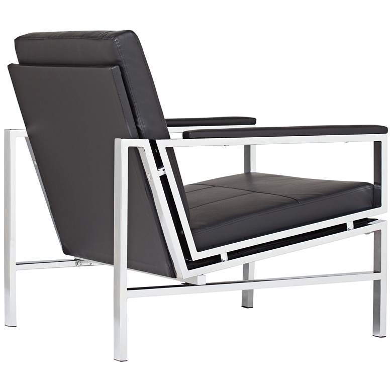 Image 4 Atlas Black Blended Leather Chrome Steel Accent Chair more views