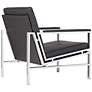 Atlas Black Blended Leather Chrome Steel Accent Chair
