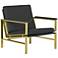 Atlas Black Blended Leather Gold Steel Accent Chair