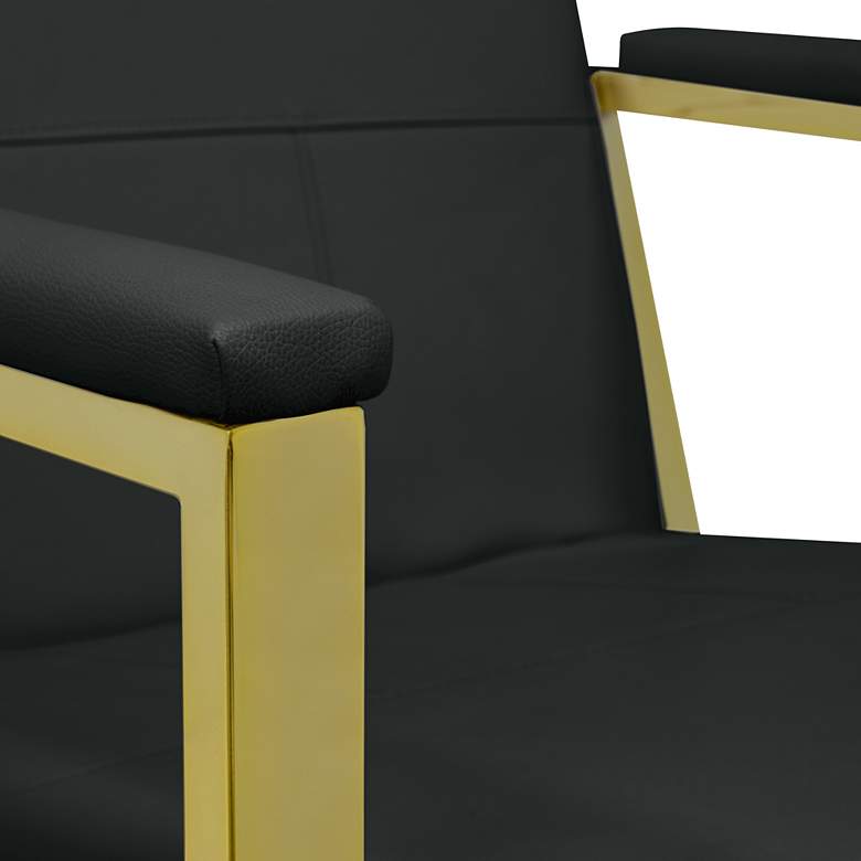 Image 3 Atlas Black Blended Leather Gold Steel Accent Chair more views