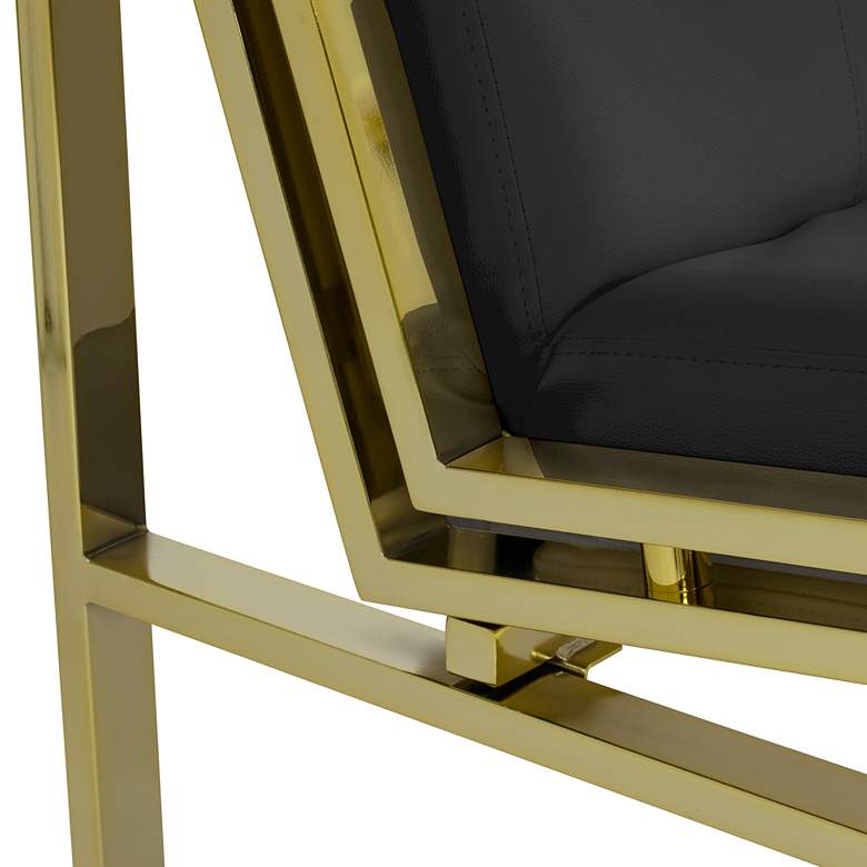 Image 4 Atlas Black Blended Leather Gold Steel Accent Chair more views