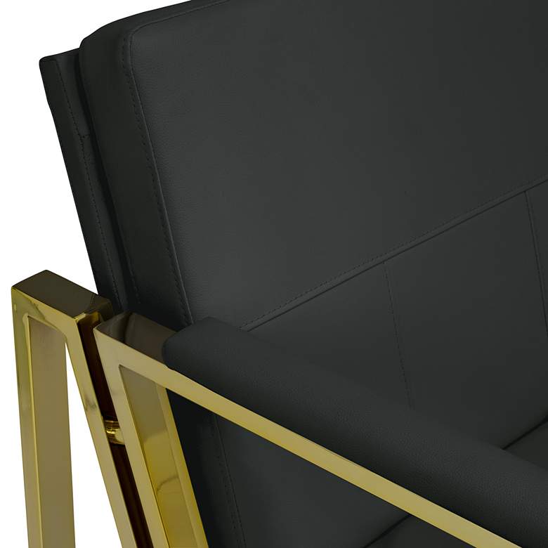 Image 5 Atlas Black Blended Leather Gold Steel Accent Chair more views