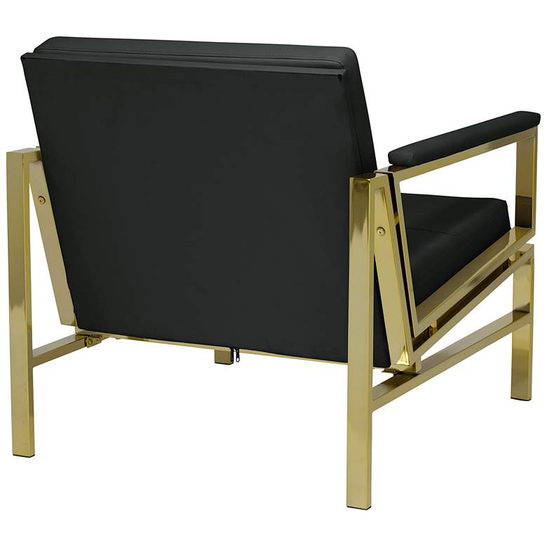Image 6 Atlas Black Blended Leather Gold Steel Accent Chair more views