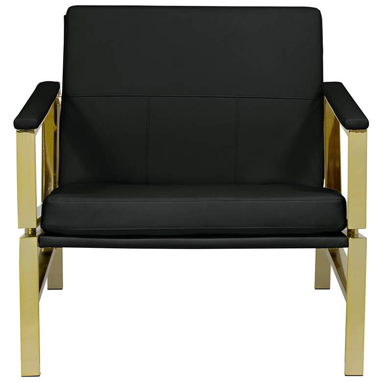 Image 7 Atlas Black Blended Leather Gold Steel Accent Chair more views