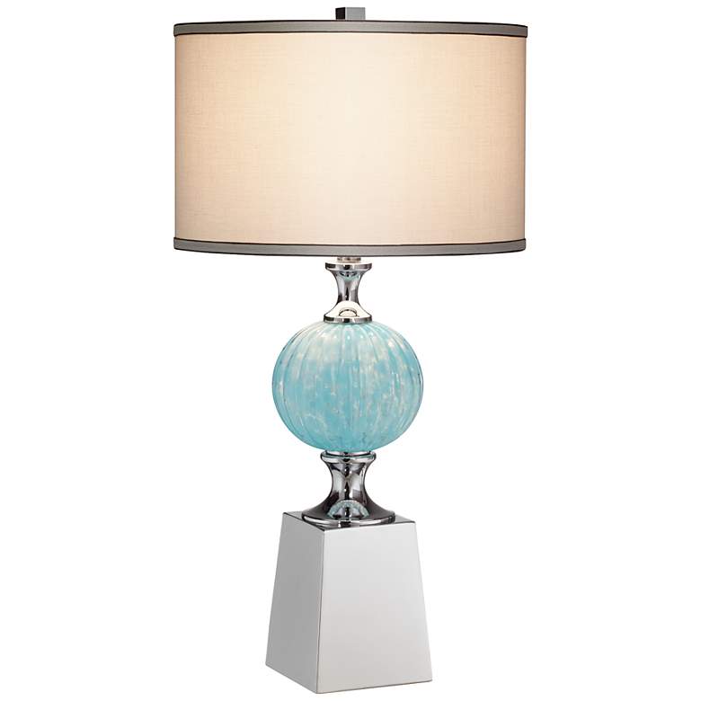 Image 1 Atlas Blue Glass and Metal Table Lamp