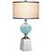 Atlas Blue Glass and Metal Table Lamp