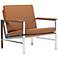 Atlas Caramel Brown Blended Leather Chrome Accent Chair