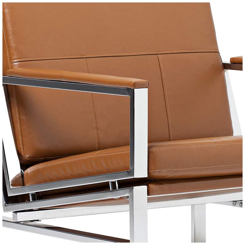 Image 2 Atlas Caramel Brown Blended Leather Chrome Accent Chair more views