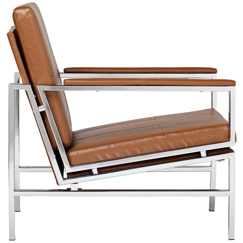 Image 4 Atlas Caramel Brown Blended Leather Chrome Accent Chair more views