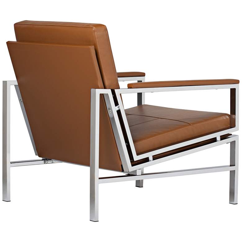 Image 5 Atlas Caramel Brown Blended Leather Chrome Accent Chair more views