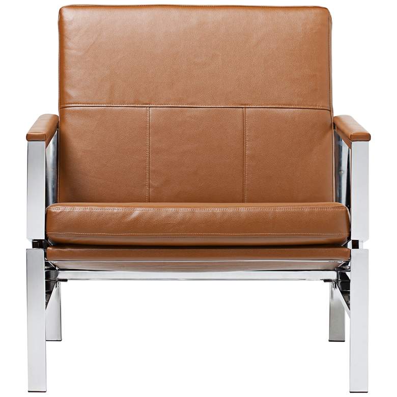 Image 6 Atlas Caramel Brown Blended Leather Chrome Accent Chair more views