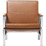 Atlas Caramel Brown Blended Leather Chrome Accent Chair
