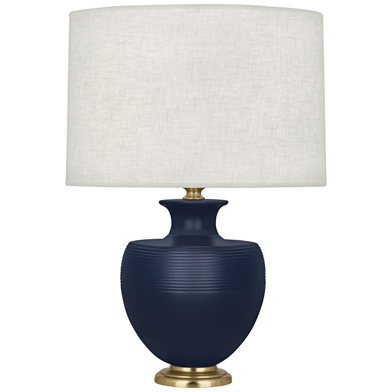 Image 1 Atlas Matte Midnight Blue and Modern Brass Table Lamp