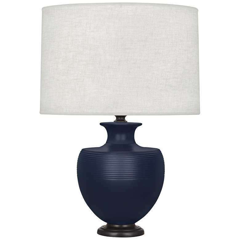 Image 1 Atlas Matte Midnight Blue and Patina Bronze Table Lamp