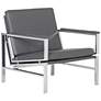 Atlas Smoke Gray Blended Leather Chrome Steel Accent Chair