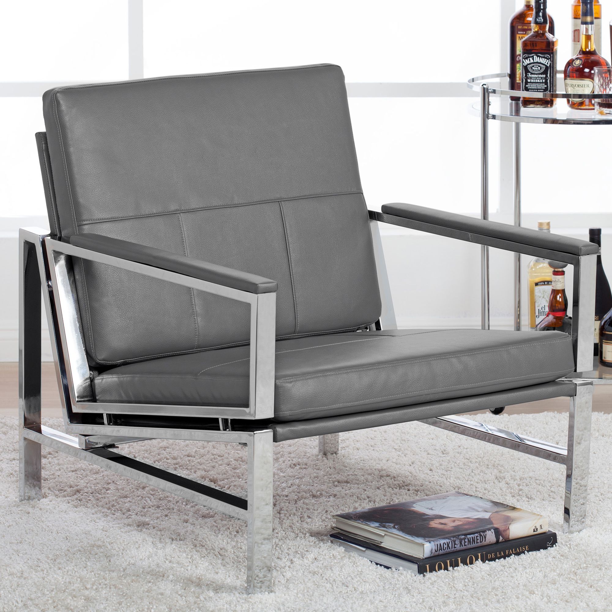 Gray leather arm chair sale