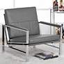Atlas Smoke Gray Blended Leather Chrome Steel Accent Chair