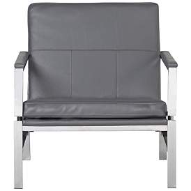 Image5 of Atlas Smoke Gray Blended Leather Chrome Steel Accent Chair more views