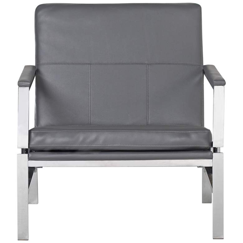 Image 5 Atlas Smoke Gray Blended Leather Chrome Steel Accent Chair more views