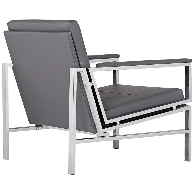 Image 6 Atlas Smoke Gray Blended Leather Chrome Steel Accent Chair more views