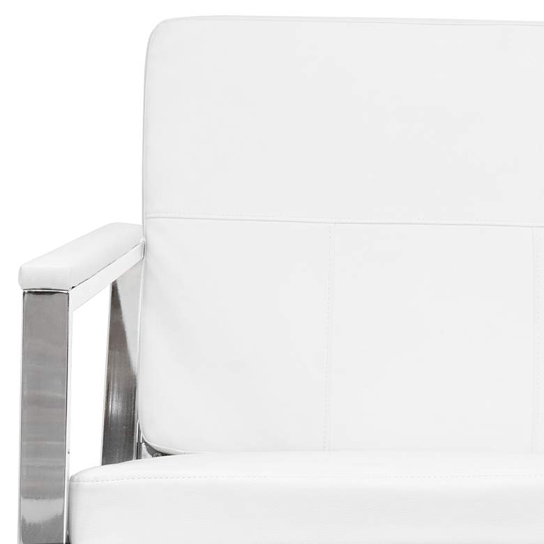 Image 4 Atlas White Blended Leather Chrome Steel Accent Chair more views