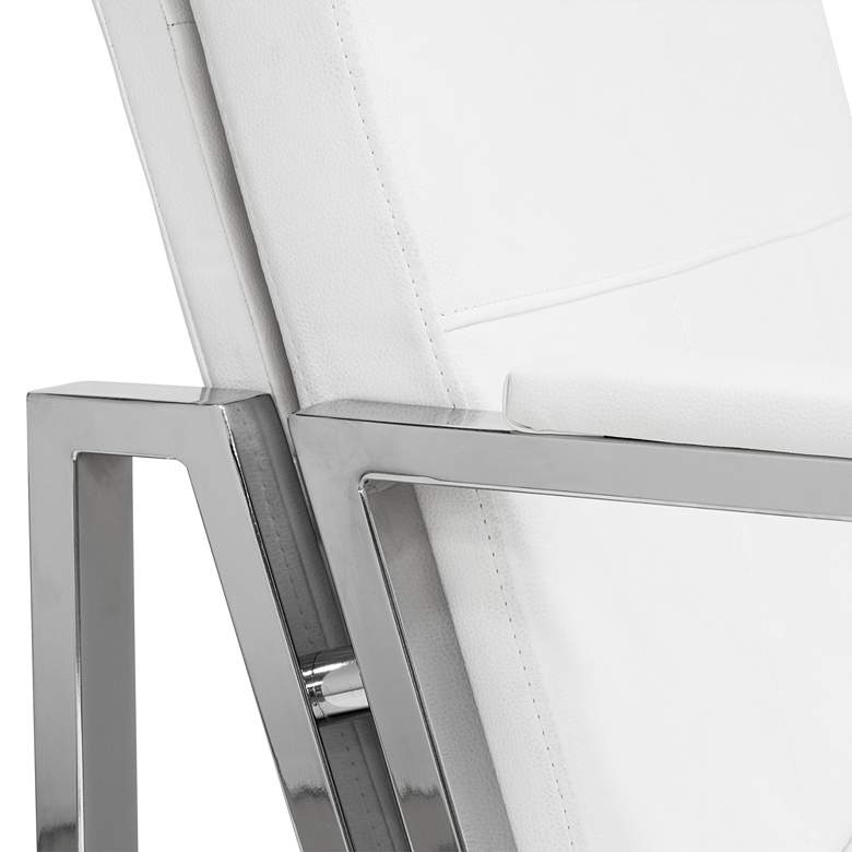 Image 6 Atlas White Blended Leather Chrome Steel Accent Chair more views