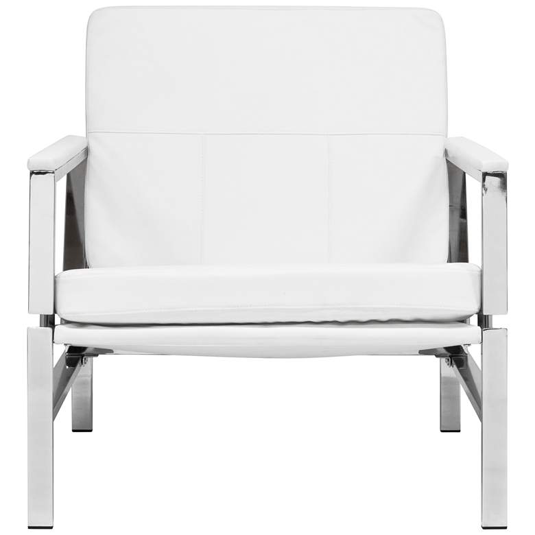 Image 7 Atlas White Blended Leather Chrome Steel Accent Chair more views