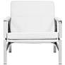 Atlas White Blended Leather Chrome Steel Accent Chair in scene