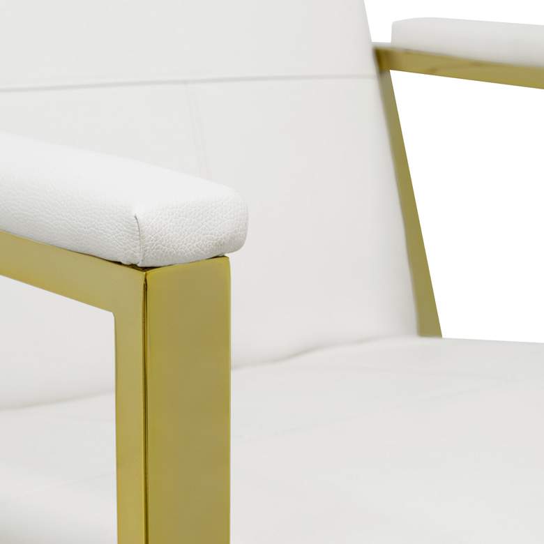 Image 3 Atlas White Blended Leather Gold Steel Accent Chair more views