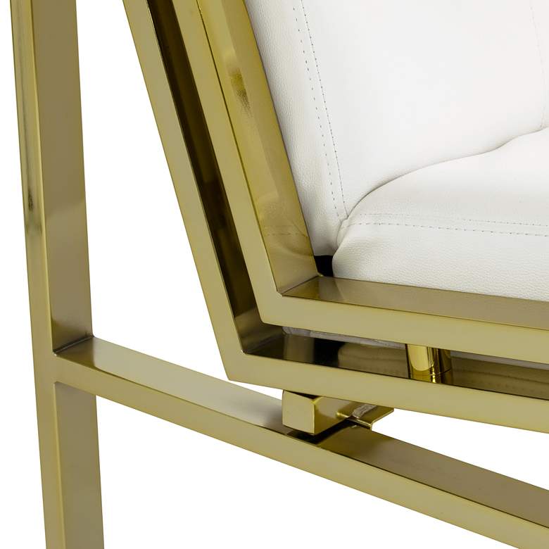Image 4 Atlas White Blended Leather Gold Steel Accent Chair more views