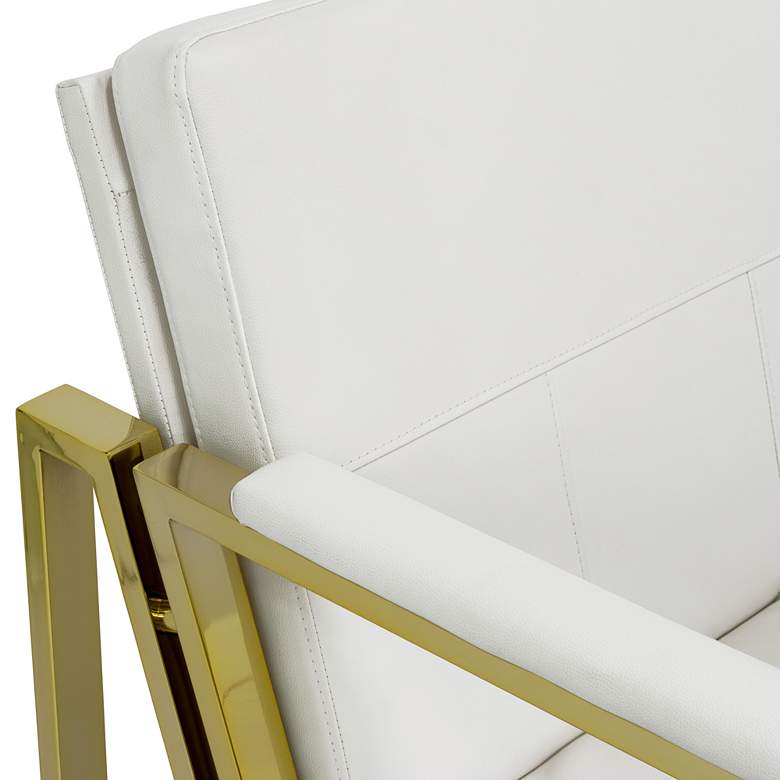 Image 5 Atlas White Blended Leather Gold Steel Accent Chair more views