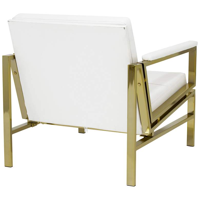 Image 6 Atlas White Blended Leather Gold Steel Accent Chair more views