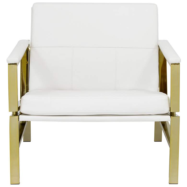 Image 7 Atlas White Blended Leather Gold Steel Accent Chair more views
