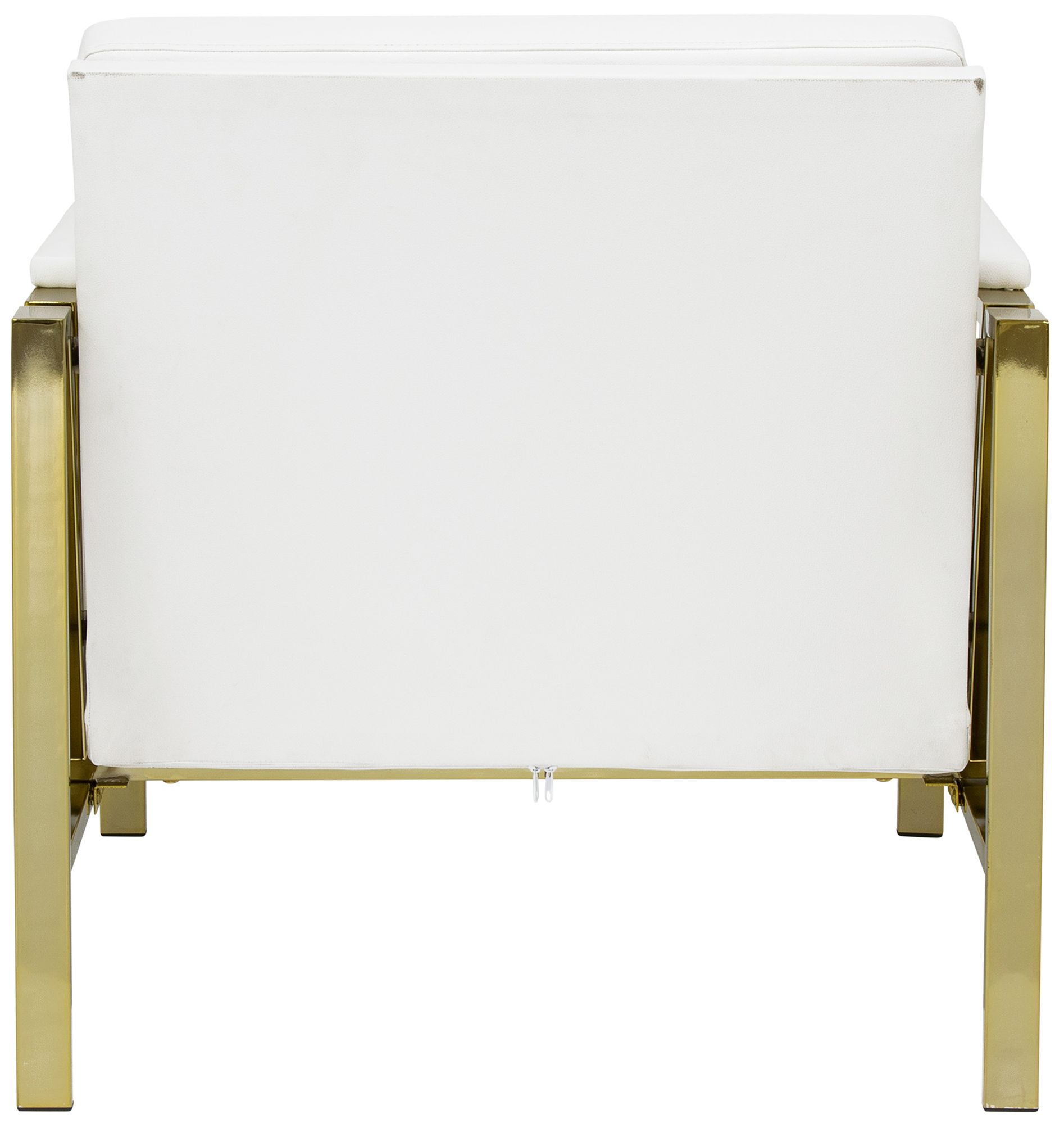 Atlas White Blended Leather Gold Steel Accent Chair