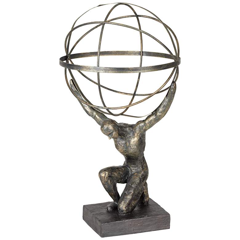 Image 2 Atlas with Globe 17 1/4 inch High Bronze Sculpture