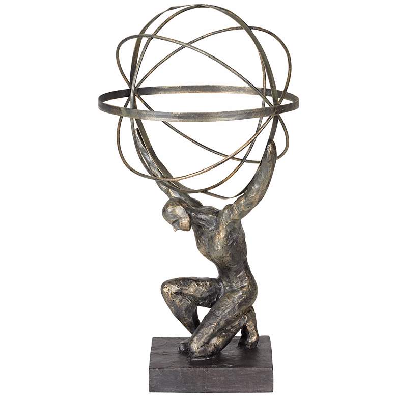Atlas with Globe 17 1/4&quot; High Bronze Sculpture more views
