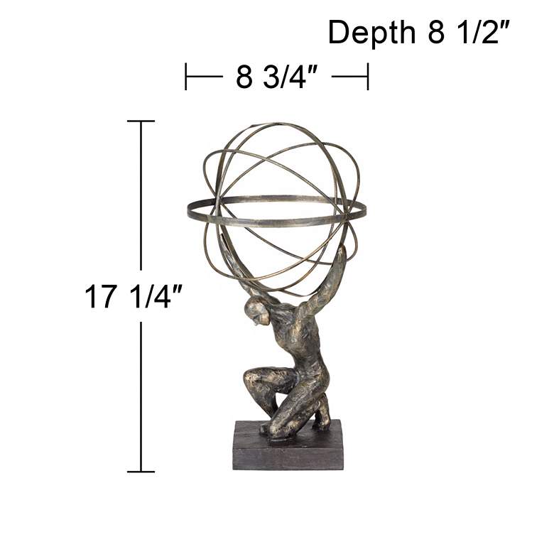 Image 6 Atlas with Globe 17 1/4 inch High Bronze Sculpture more views