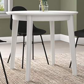 Image1 of Atle 35 3/4"W Painted Matte White Wood Round Dining Table