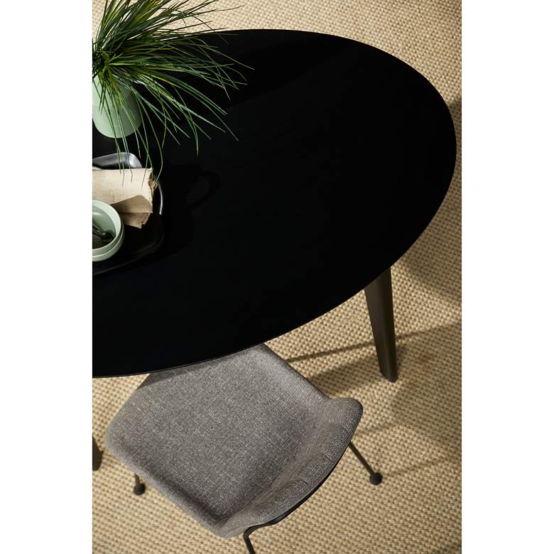 Image 4 Atle 53 1/2 inch Wide Painted Matte Black Wood Oval Dining Table more views