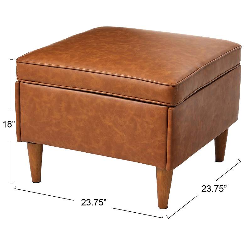 Image 3 Atley Vegan Leather Ottoman with Storage and Solid Wood Legs more views