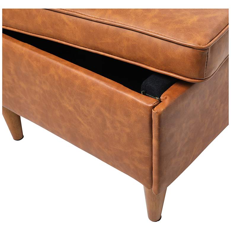 Image 5 Atley Vegan Leather Ottoman with Storage and Solid Wood Legs more views