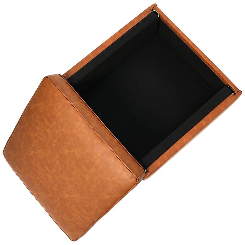 Image 6 Atley Vegan Leather Ottoman with Storage and Solid Wood Legs more views