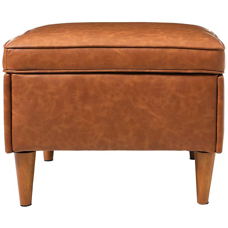 Image 7 Atley Vegan Leather Ottoman with Storage and Solid Wood Legs more views