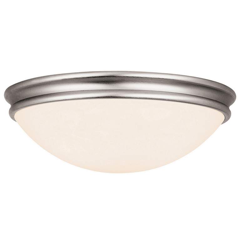 Image 1 Atom 10.5" Wide Brushed Steel Flush Mount w/ Opal Glass Shade