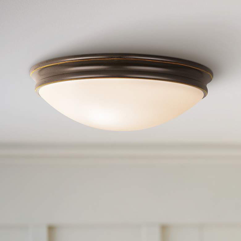 Image 1 Atom 10 1/2" Wide Oil-Rubbed Bronze Round Ceiling Light