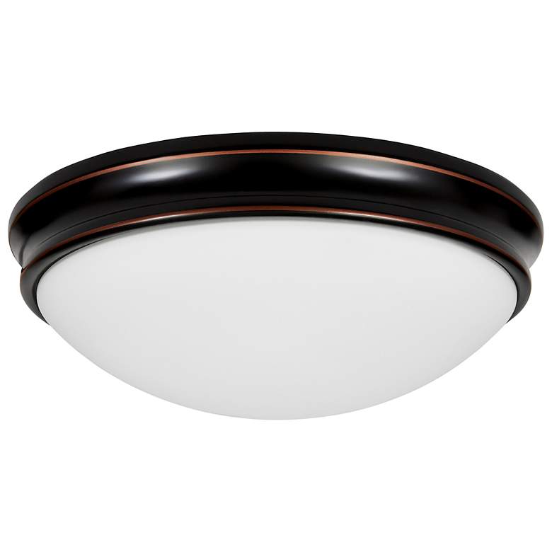 Image 2 Atom 12.5" Wide Oil Rubbed Bronze Opal Glass Flush Mount Ceiling Light more views