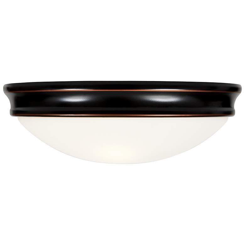 Image 3 Atom 12.5" Wide Oil Rubbed Bronze Opal Glass Flush Mount Ceiling Light more views