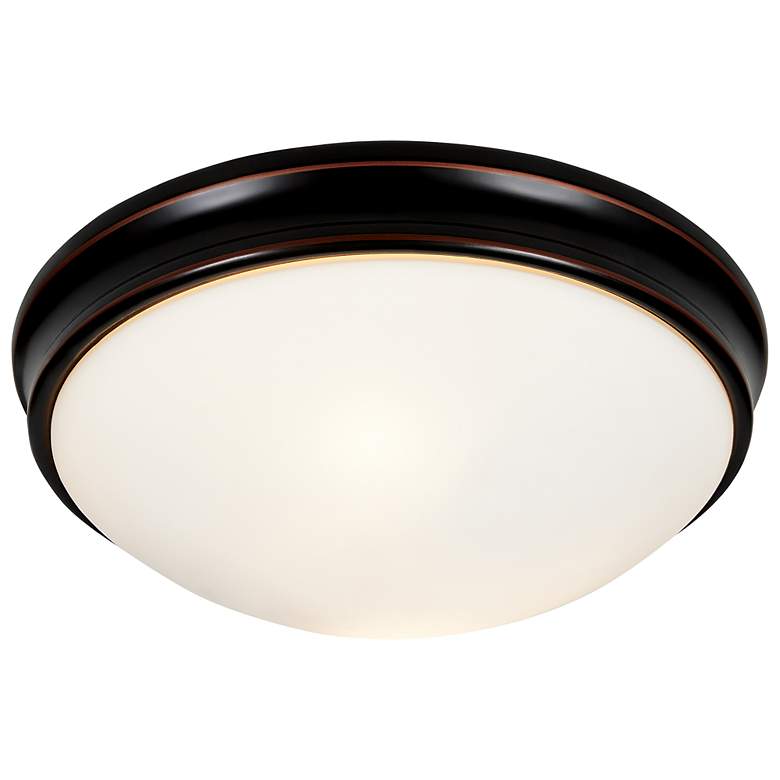 Image 5 Atom 12.5" Wide Oil Rubbed Bronze Opal Glass Flush Mount Ceiling Light more views